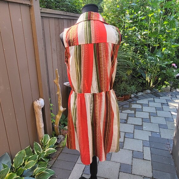 Sleeveless Shirt Dress Button Front Elastic Waist Large - Picture 5 of 15